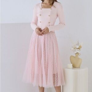 Chicwish Blush Pink Tulle A-Line Skirt